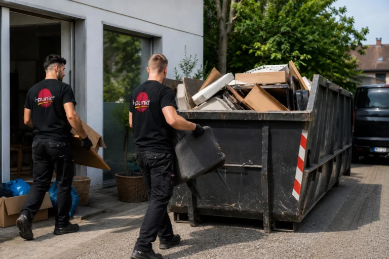 i-punkt Team bei einer Entrümpelung mit Container